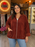 Veste à capuche en coton effet velours