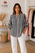 chemisier-raye-noir-blanc-manches-bouffantes