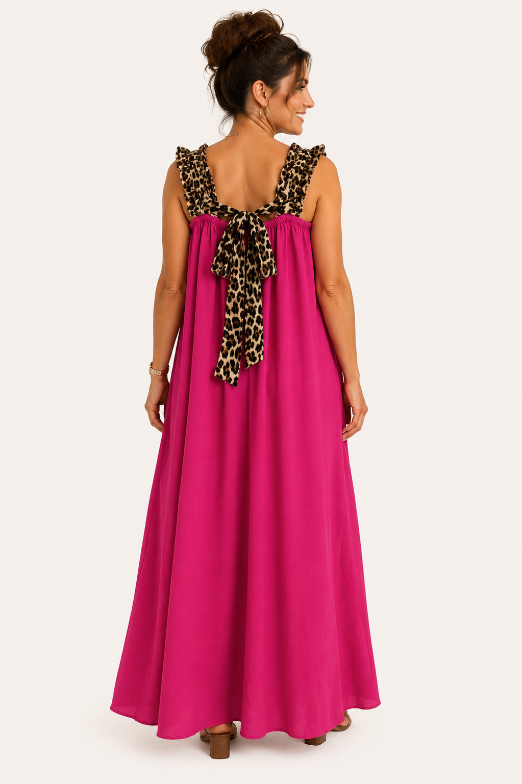 Robe Longue Fluide bretelles Léopard