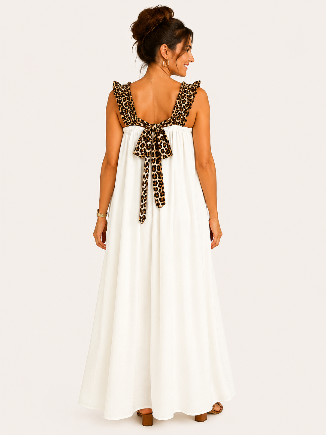 Robe Longue Fluide bretelles Léopard