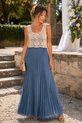 Robe longue plissée avec haut crochet – Cérémonie & Élégance