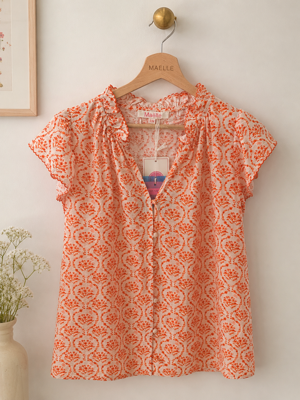 Blouse fluide imprimée volantée
