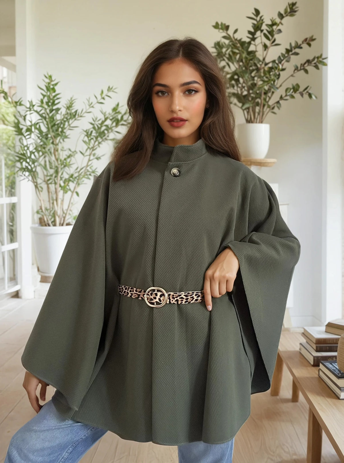 Cape Femme avec Ceinture – Collection Automne