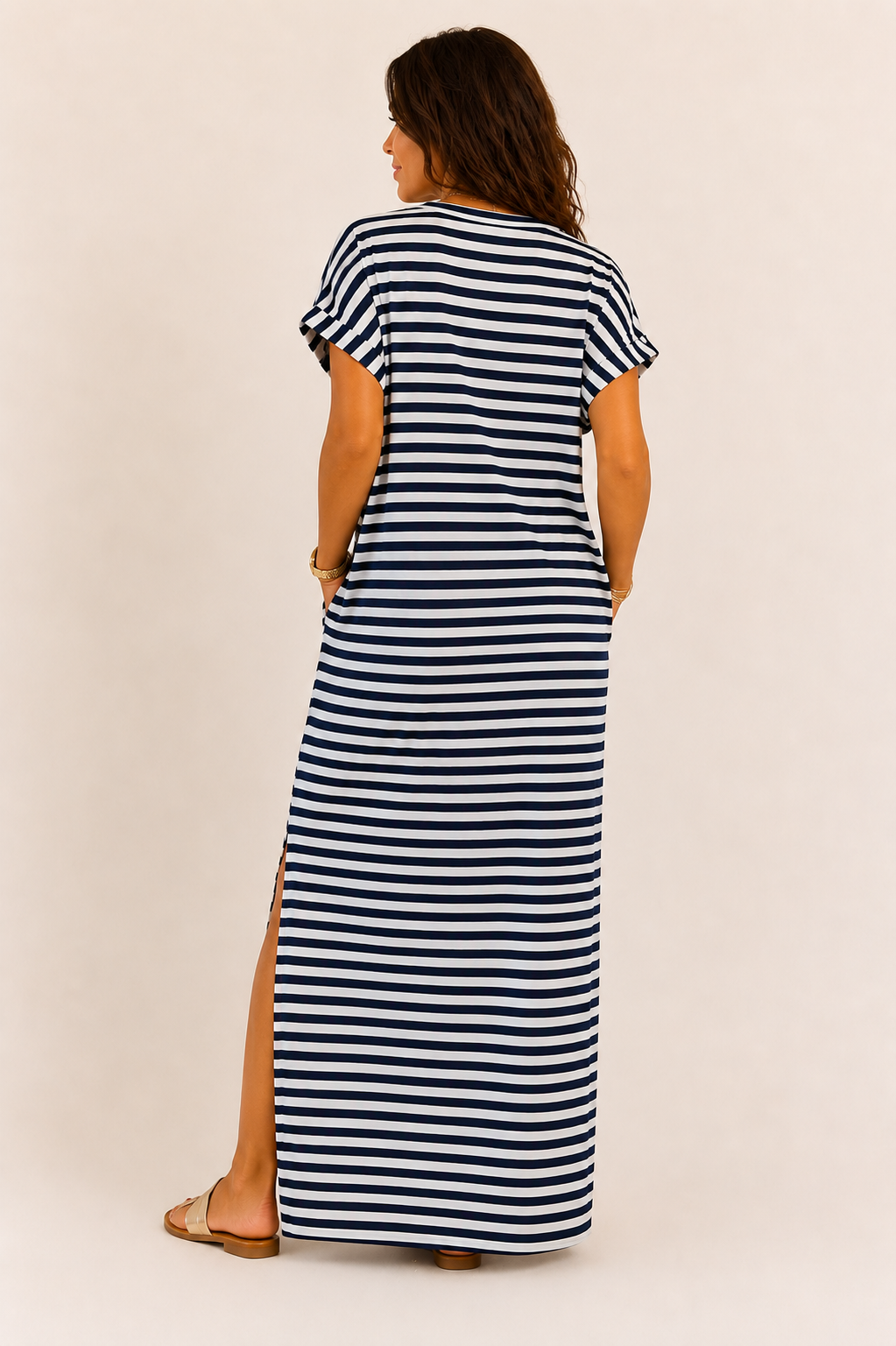 Robe longue rayée 100% coton – Taille unique