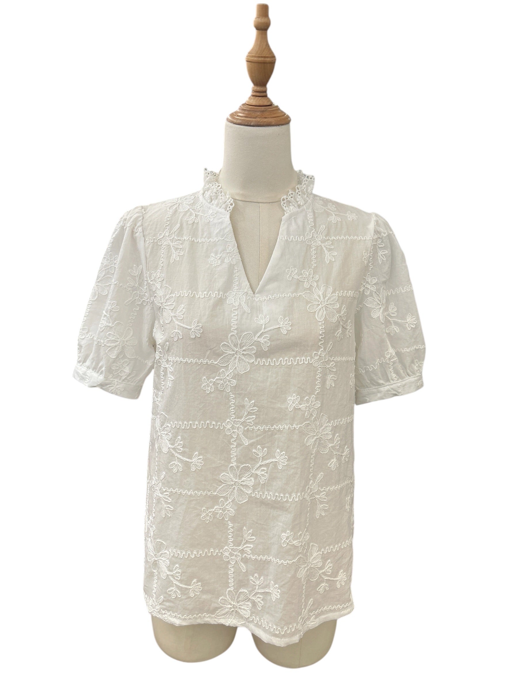 Chemisier brodé en coton –| Chic & Féminin