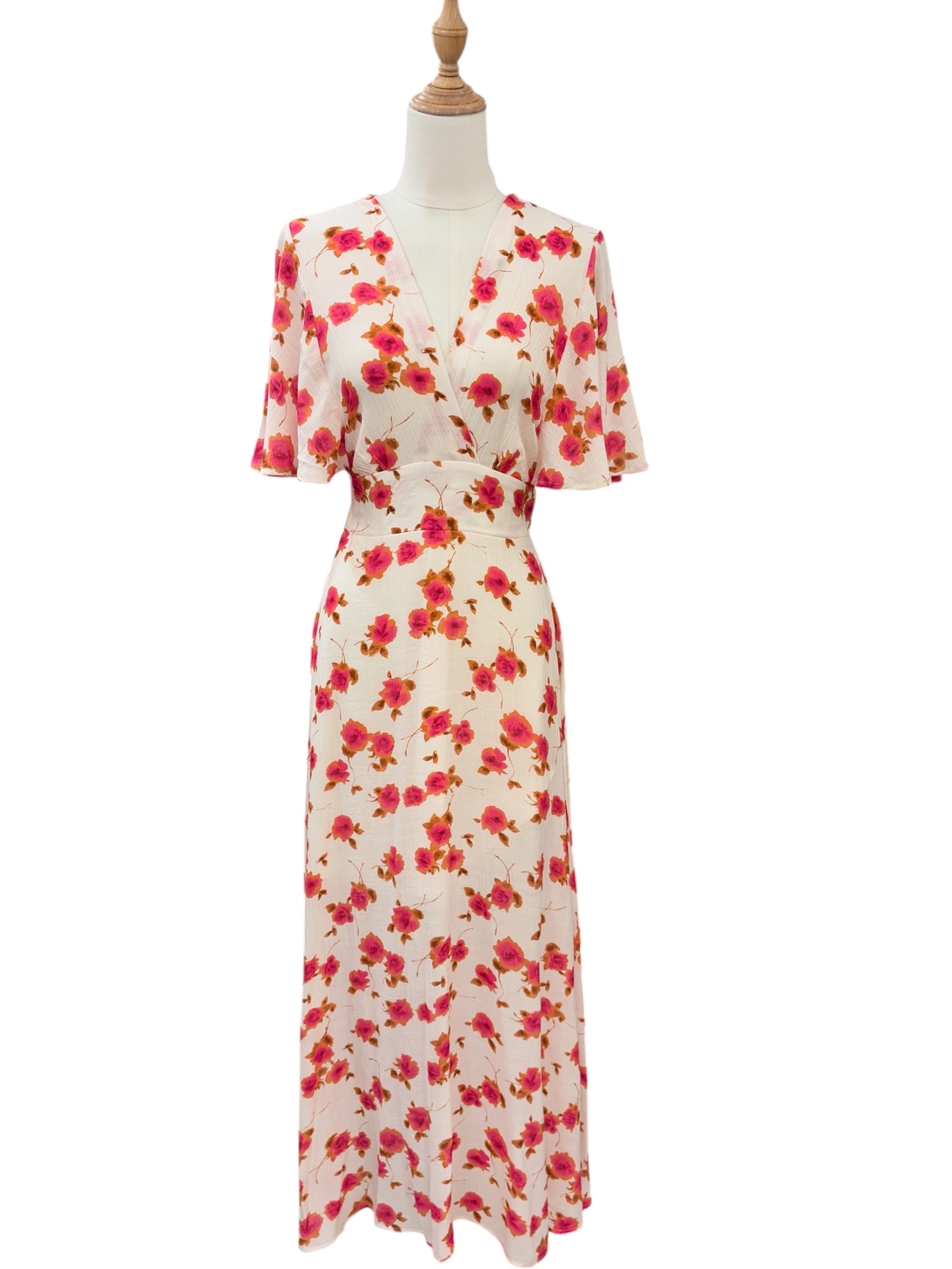 Robe Longue Fleurie Rose Fuchsia