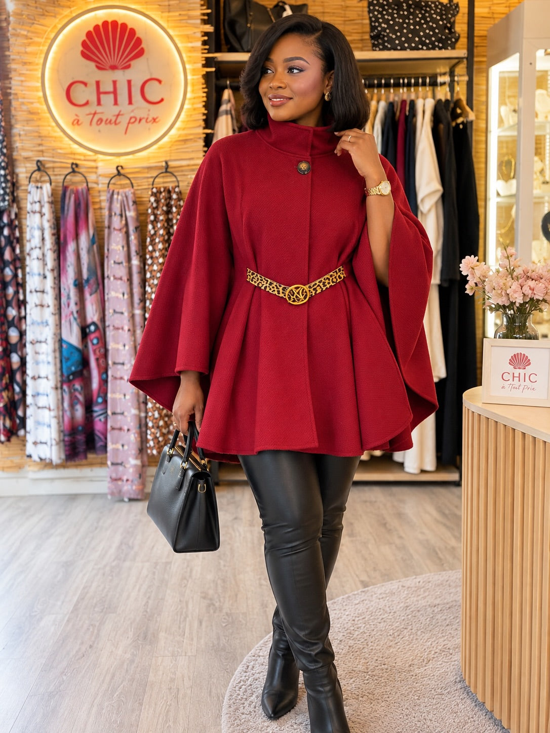 Cape Femme avec Ceinture – Collection Automne