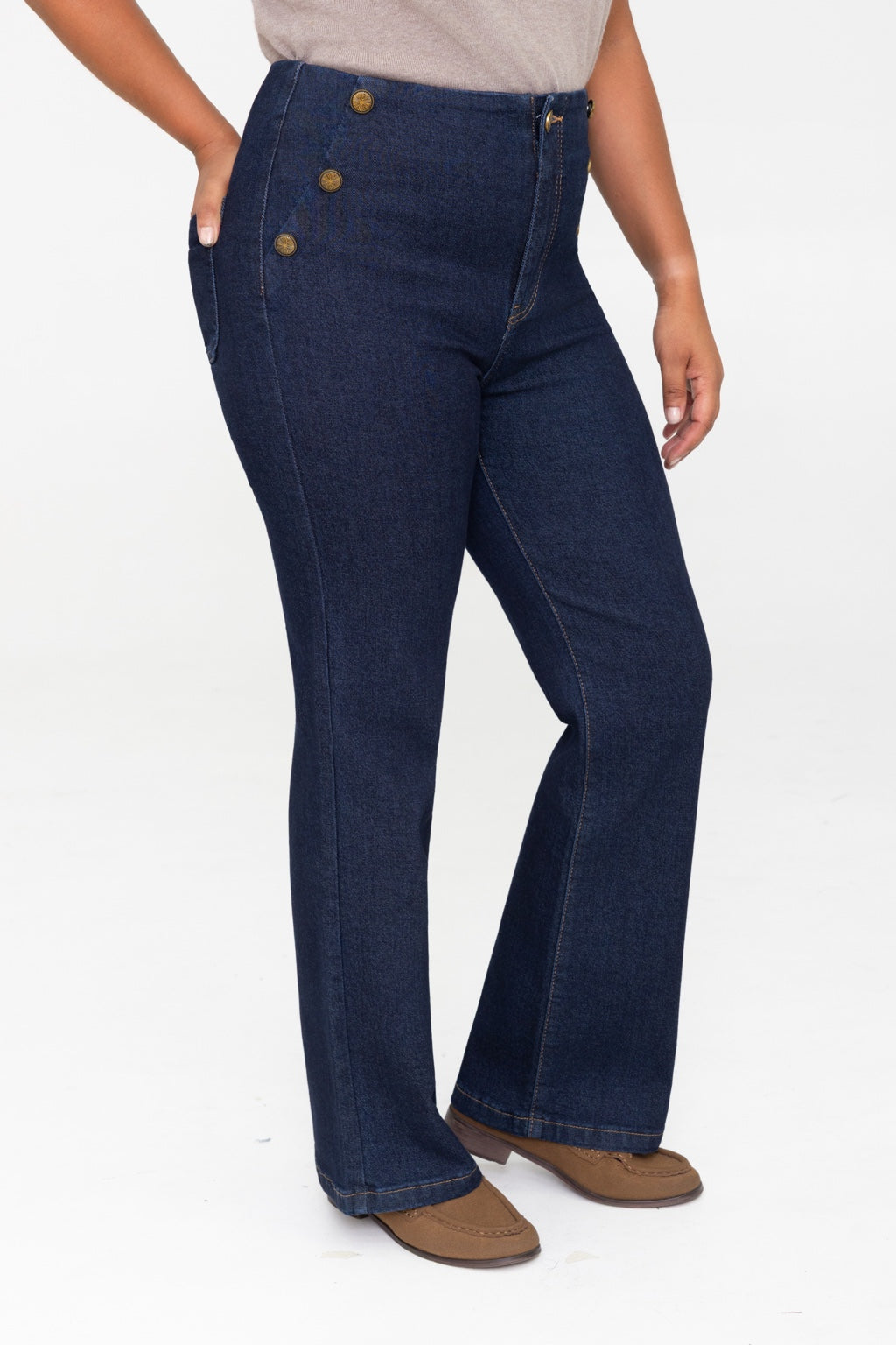 Jean femme bleu foncé – vue trois quarts